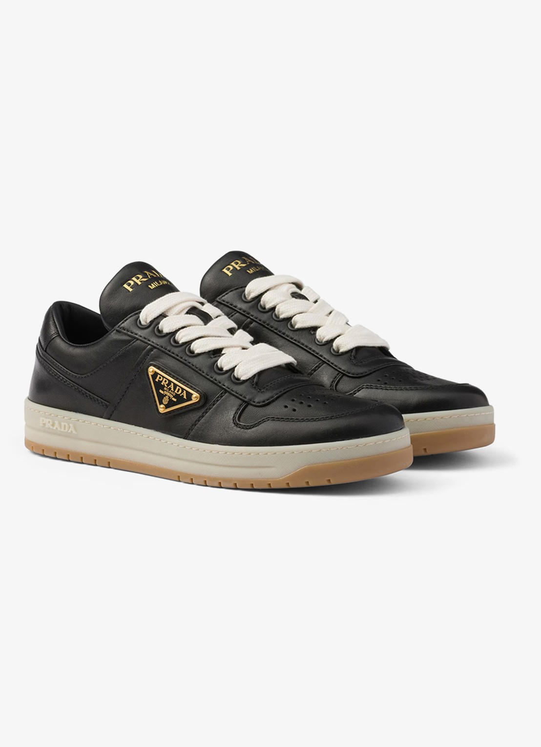 Prada Downtown sneaker van leer  - voorkant zwart