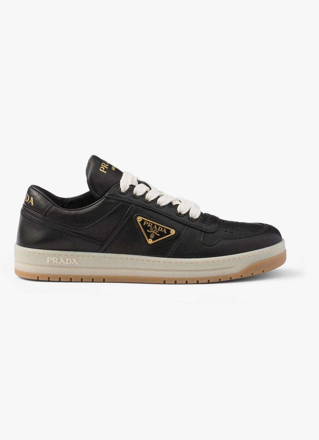 Prada Downtown sneaker van leer  - voorkant 2 zwart