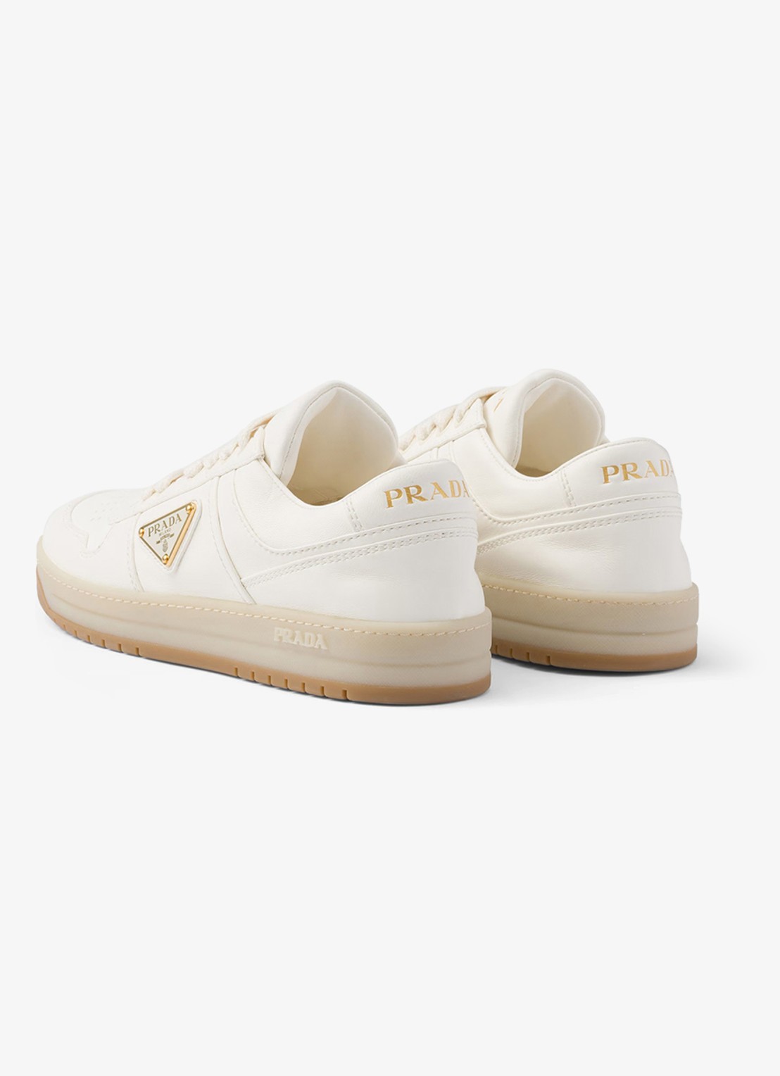 Prada Downtown sneaker van leer  - detail 7 gebroken wit