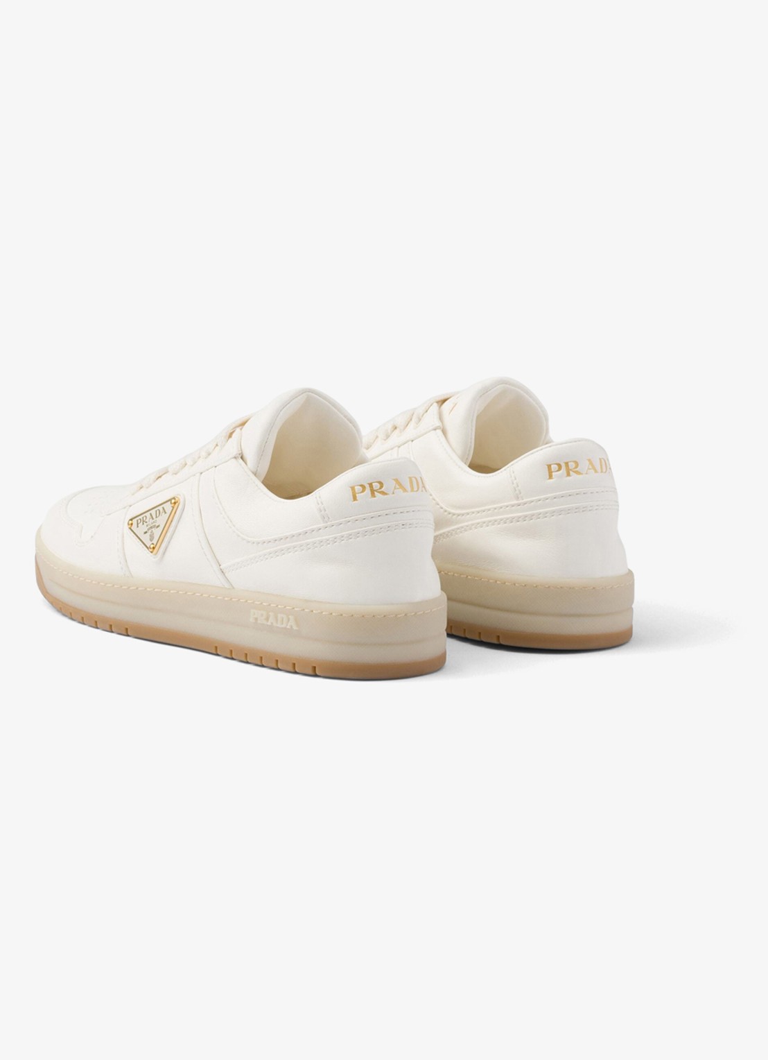 Prada Downtown sneaker van leer  - achterkant 2 gebroken wit