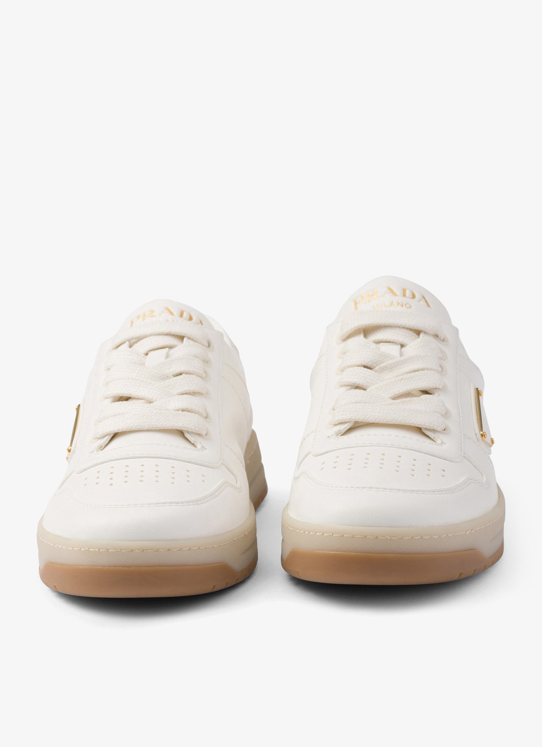 Prada Downtown sneaker van leer  - detail 10 gebroken wit