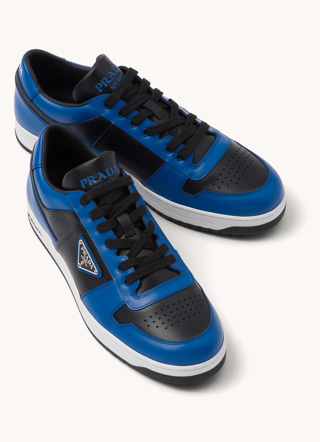 Prada Downtown sneaker van leer - detail 4 blauw