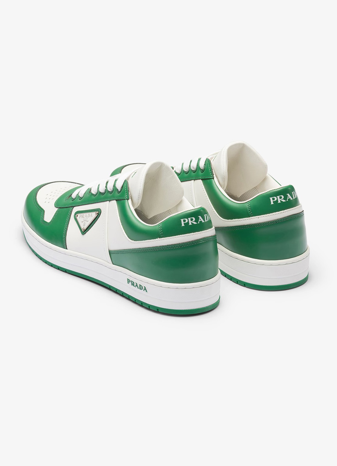 Prada Downtown sneaker van leer - achterkant groen
