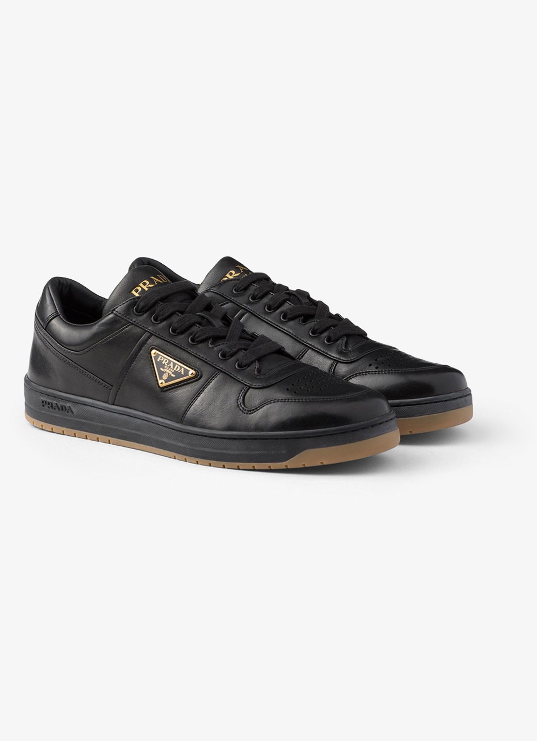 Prada Downtown sneaker van leer - voorkant 2 zwart