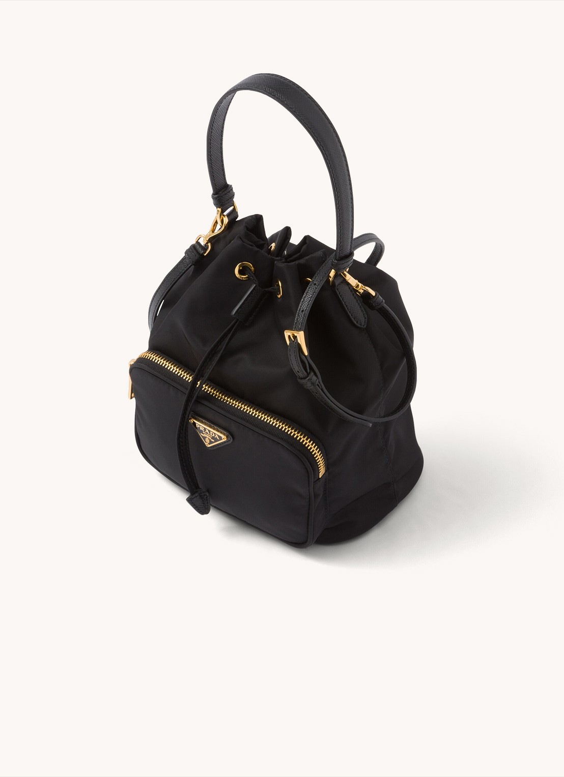 Prada Duet Re-Nylon handtas met leren details - achterkant zwart