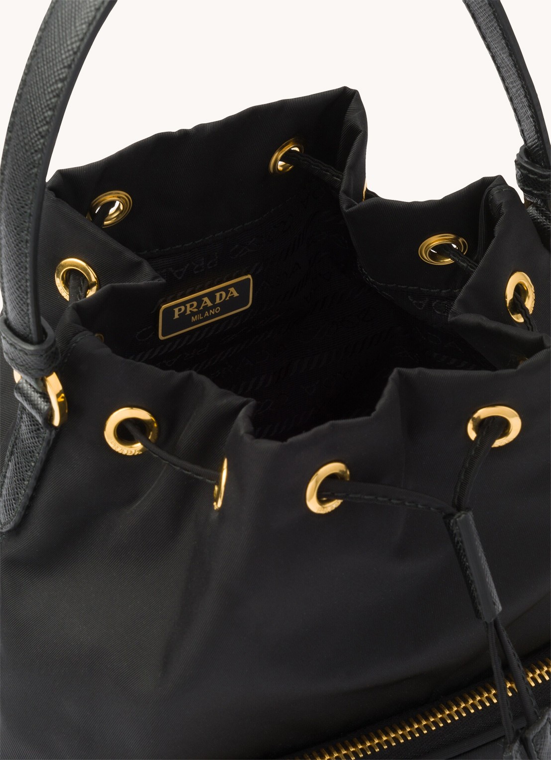 Prada Duet Re-Nylon handtas met leren details - detail 5 zwart