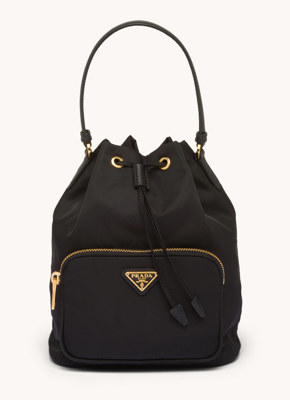 Prada Duet Re-Nylon handtas met leren details - voorkant 2 zwart