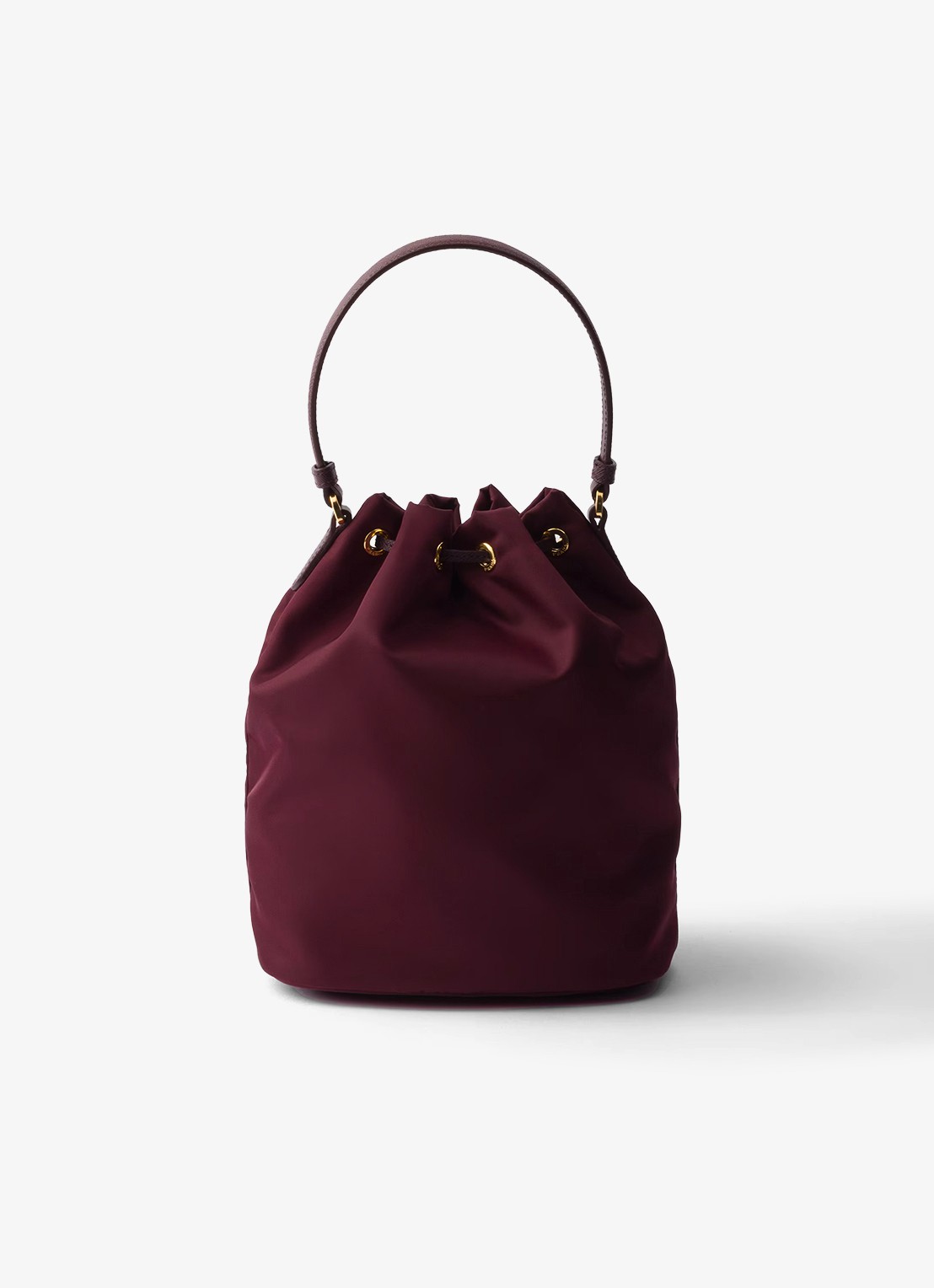 Prada Duet Re-Nylon handtas met leren details - achterkant 3 bordeauxrood