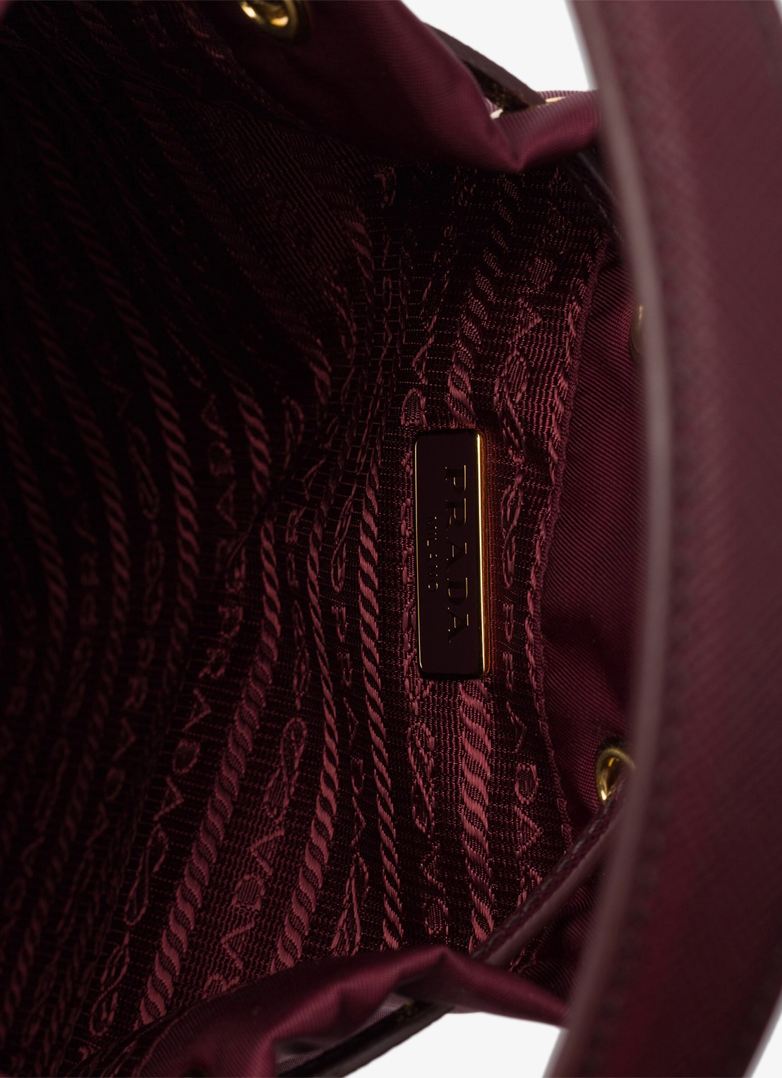 Prada Duet Re-Nylon handtas met leren details - detail 5 bordeauxrood