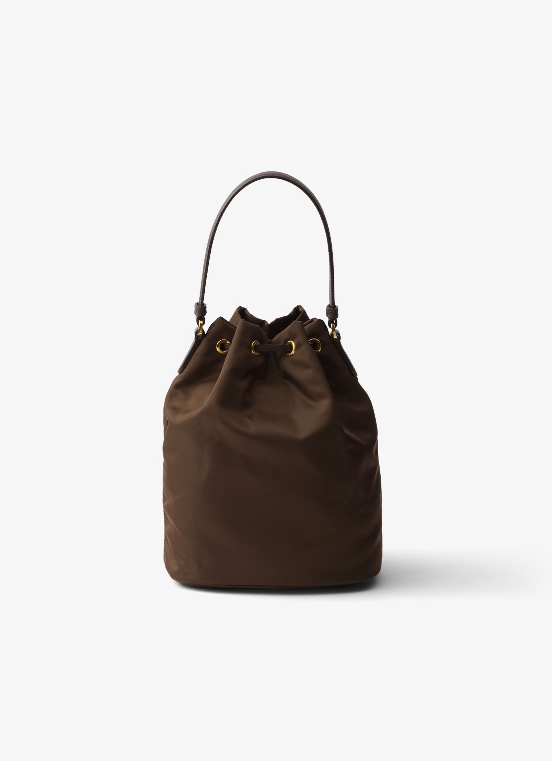 Prada Duet Re-Nylon handtas met leren details - achterkant 6 donkerbruin