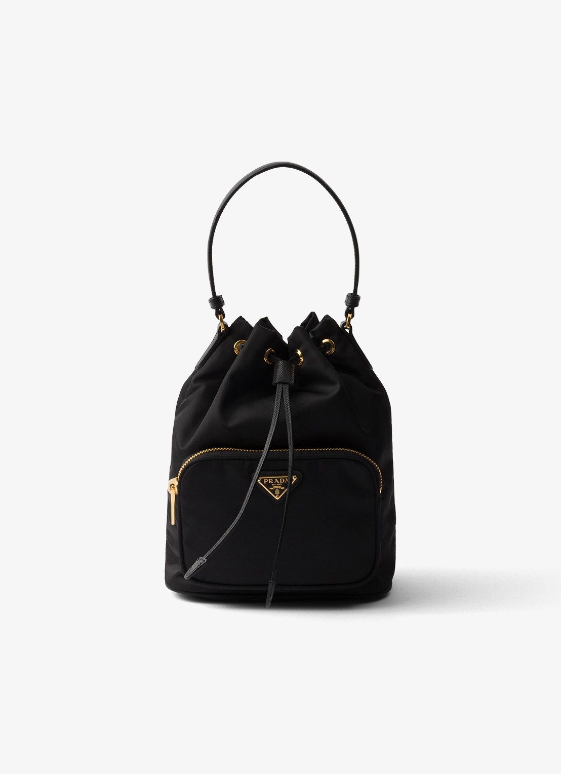 Prada Duet Re-Nylon handtas met leren details - voorkant 4 diepzwart