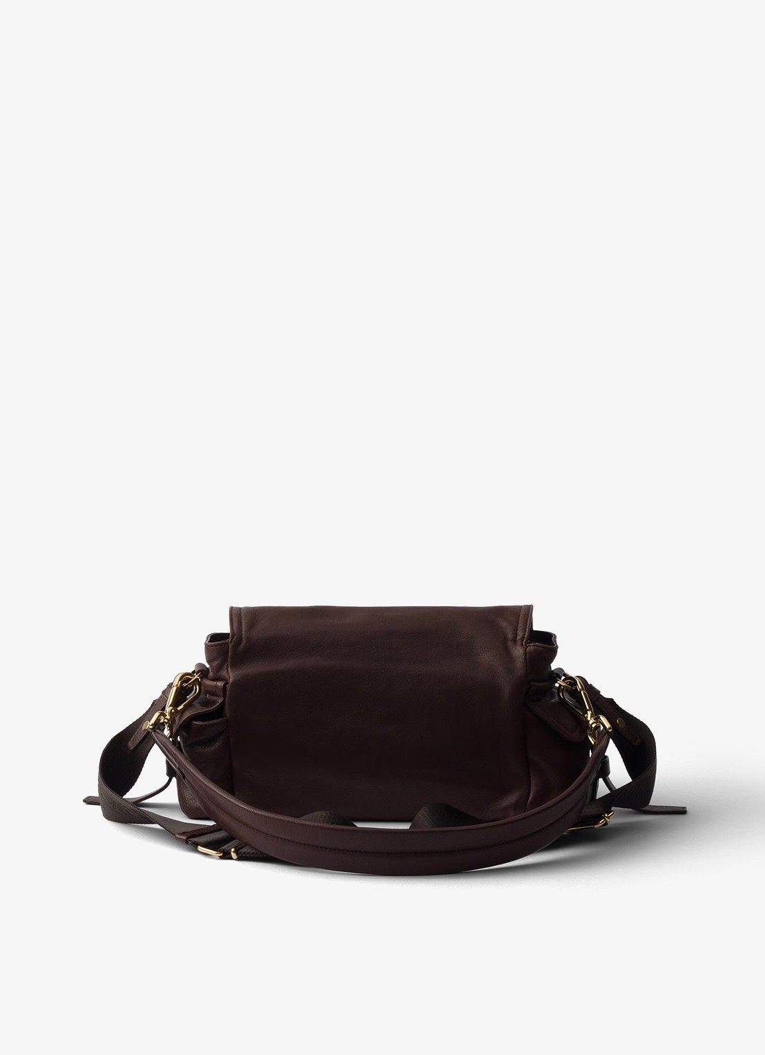 Prada Explore Medium schoudertas van lamsleer - achterkant donkerbruin