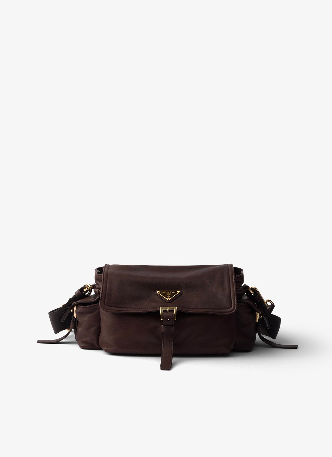 Prada Explore Medium schoudertas van lamsleer - voorkant 2 donkerbruin