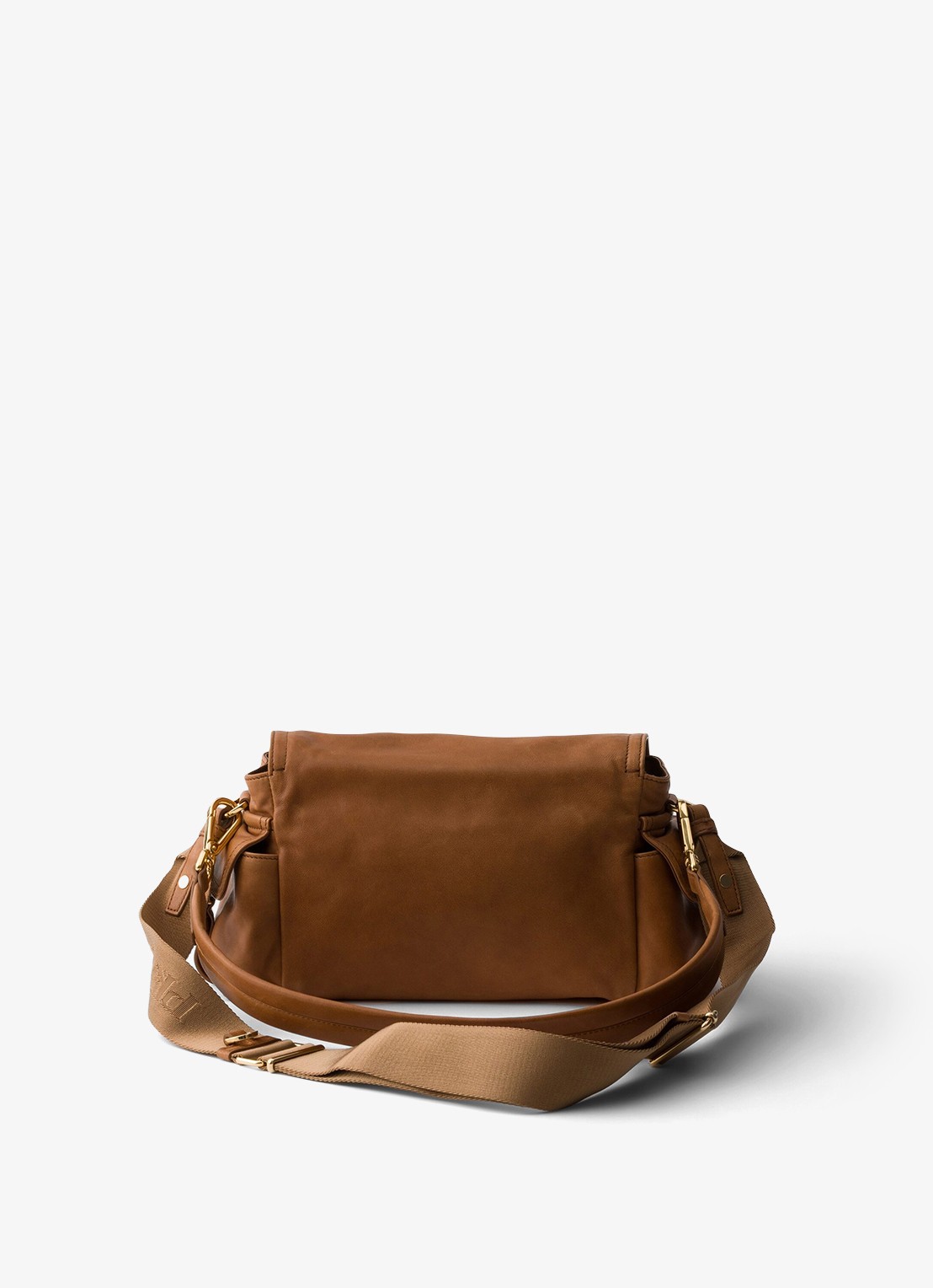 Prada Explore Medium schoudertas van lamsleer - achterkant camel