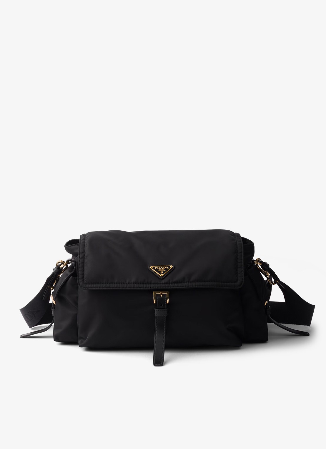 Prada Explore Re-Nylon Large schoudertas met leren details - voorkant 2 zwart