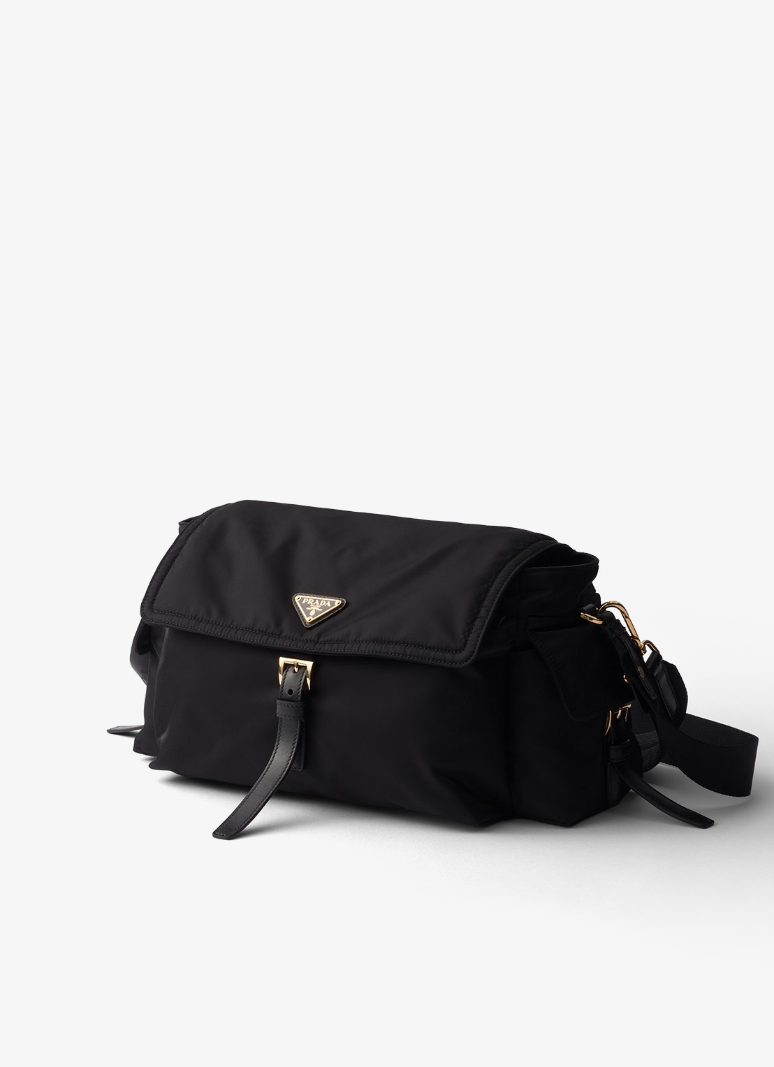 Prada Explore Re-Nylon Large schoudertas met leren details - voorkant 3 zwart