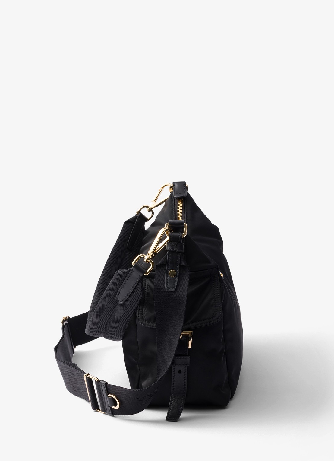 Prada Explore Re-Nylon Large schoudertas met leren details - detail 4 zwart