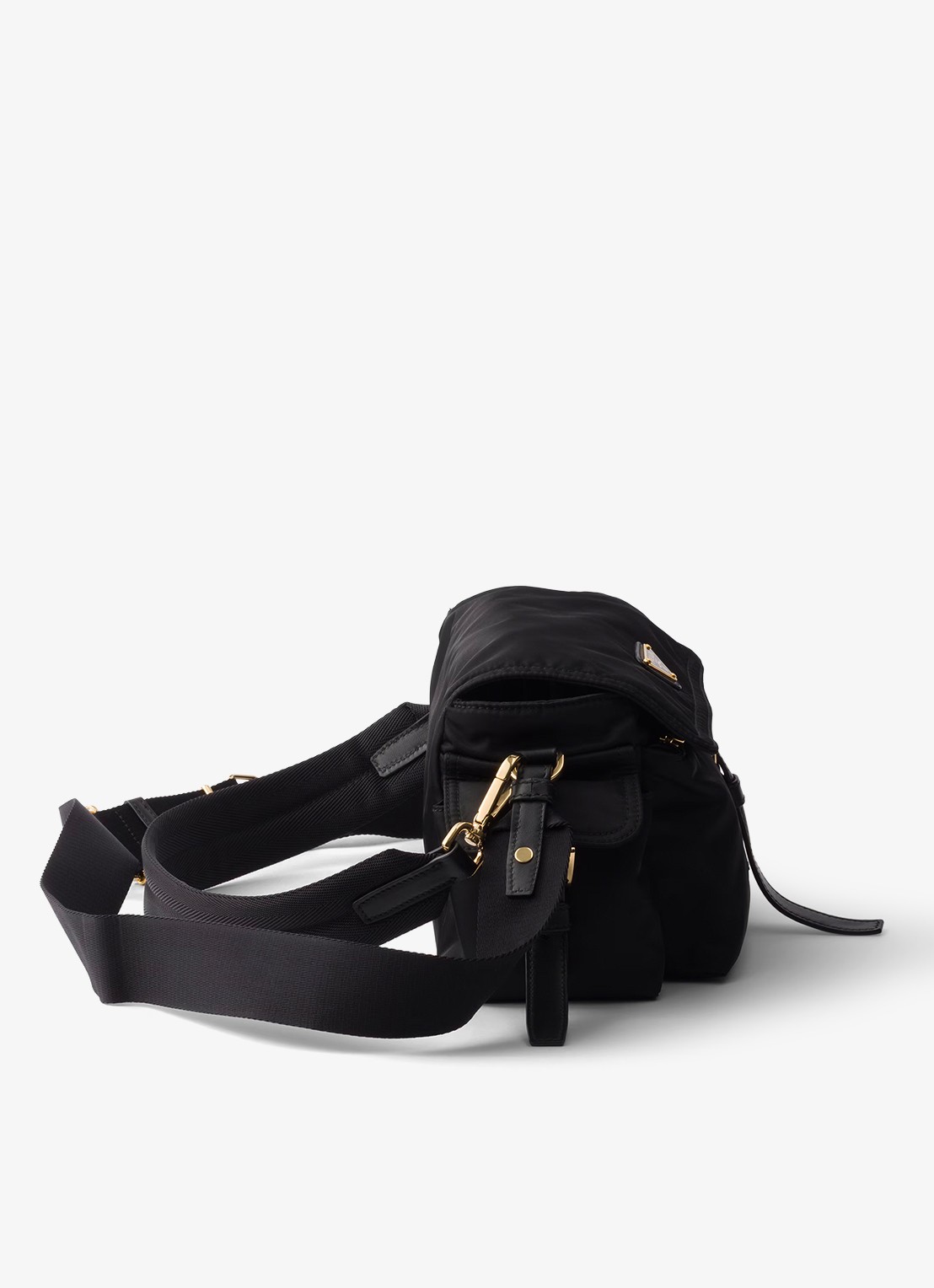 Prada Explore Re-Nylon Medium schoudertas met leren details - detail 3 zwart