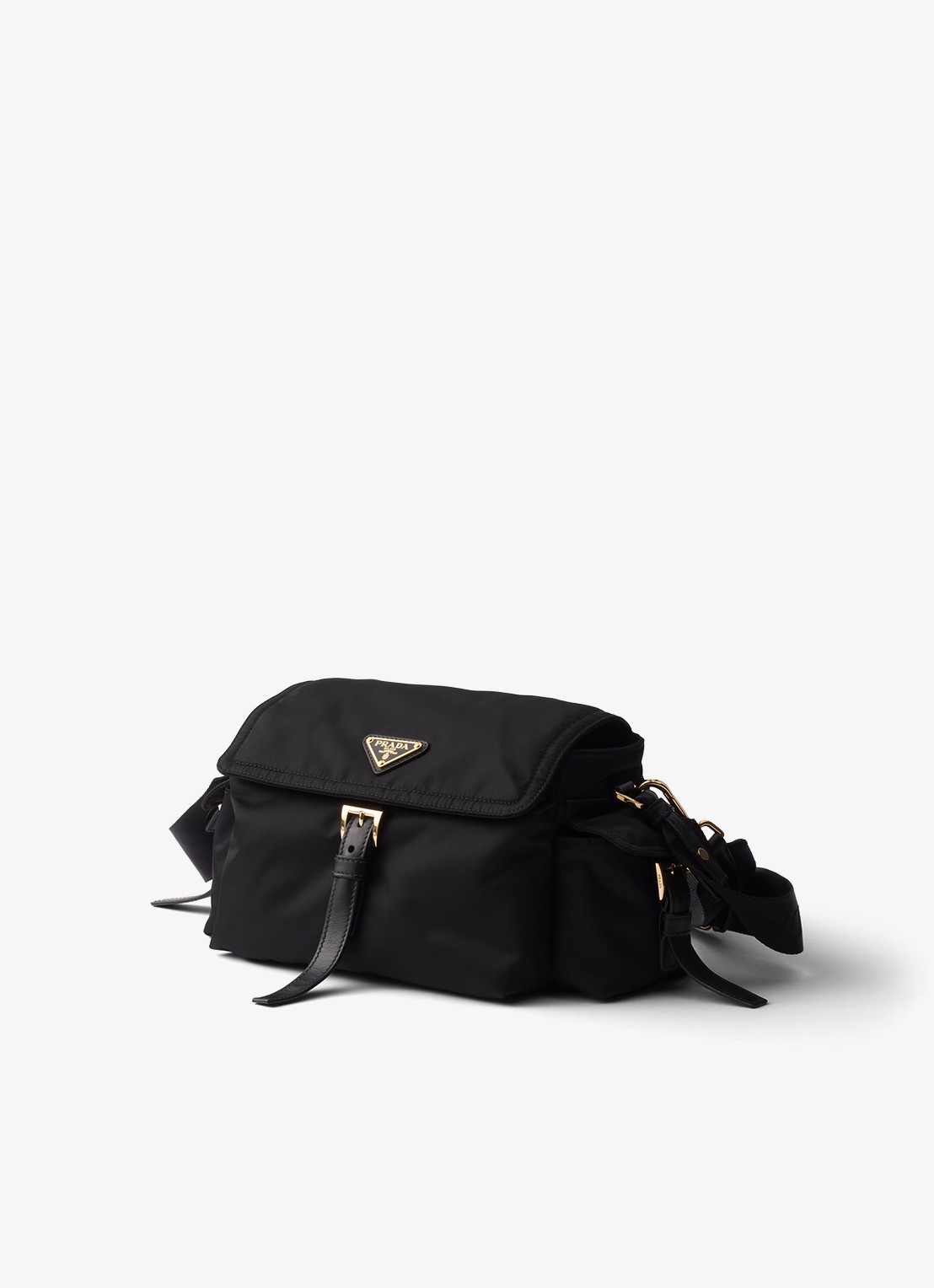 Prada Explore Re-Nylon Medium schoudertas met leren details - voorkant 2 zwart