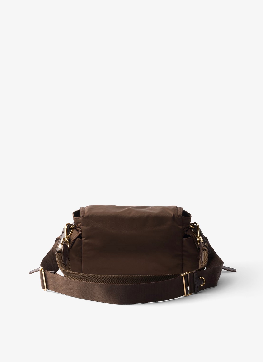 Prada Explore Re-Nylon Medium schoudertas met leren details - achterkant 6 donkerbruin
