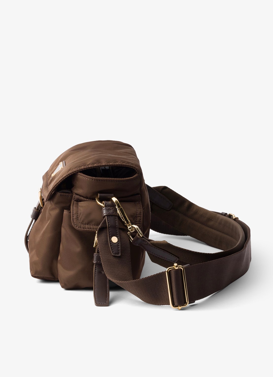 Prada Explore Re-Nylon Medium schoudertas met leren details - detail 3 donkerbruin