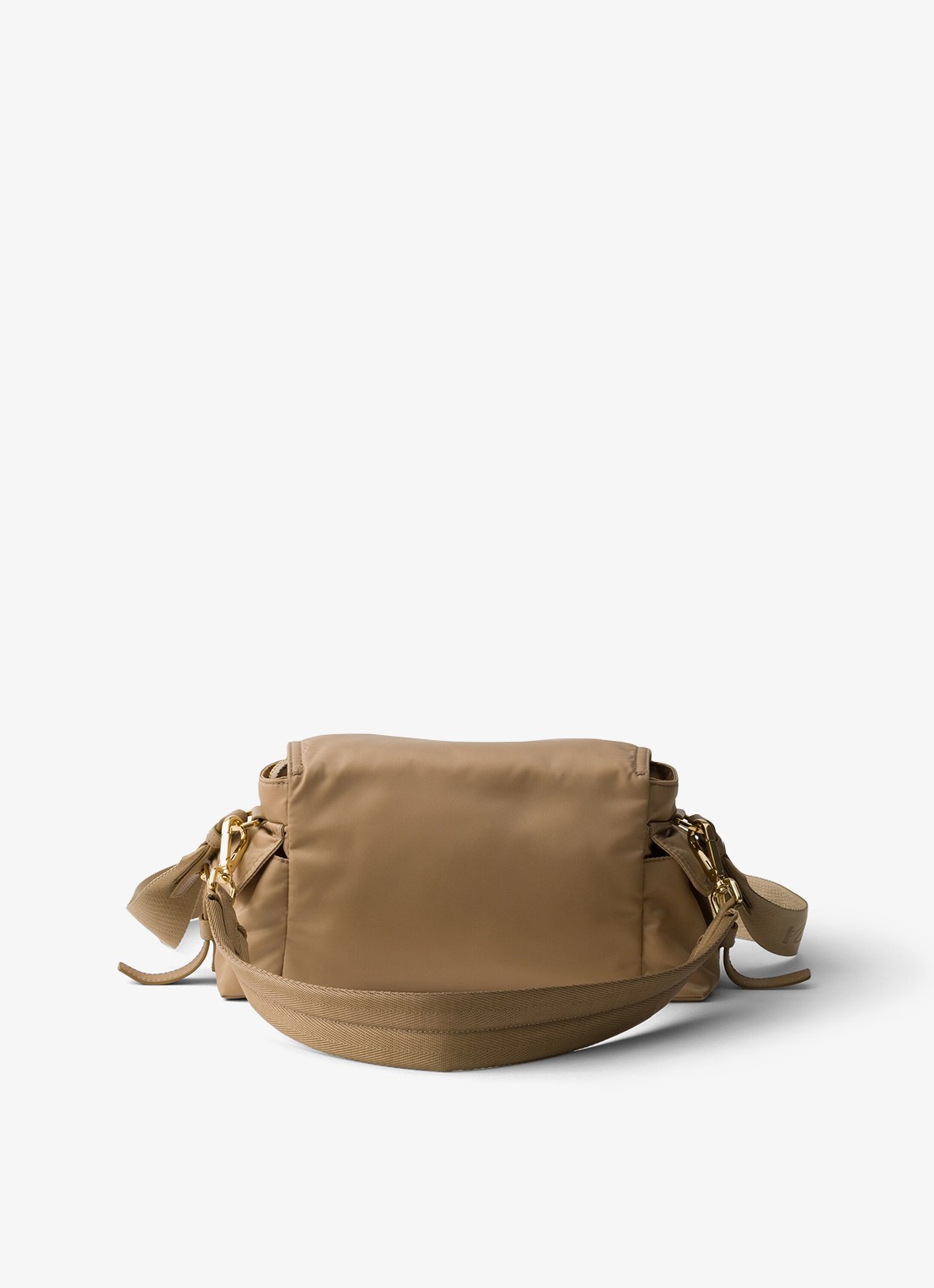 Prada Explore Re-Nylon Medium schoudertas met leren details - achterkant beige