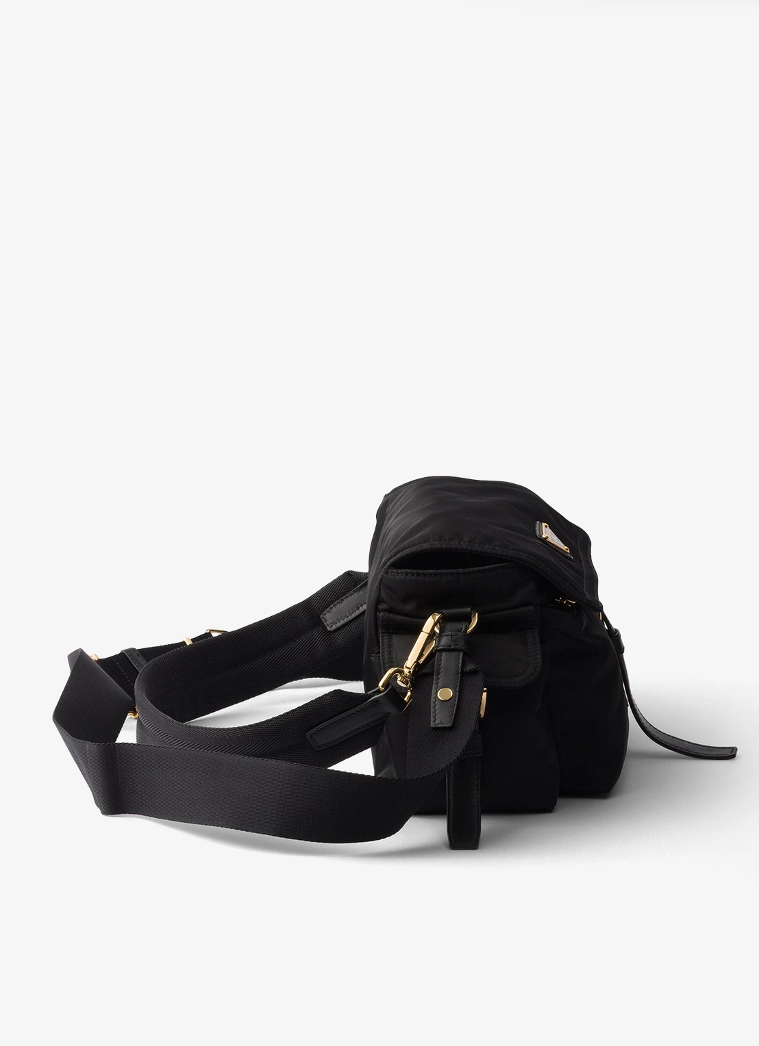 Prada Explore Re-Nylon Medium schoudertas met leren details - detail 3 diepzwart