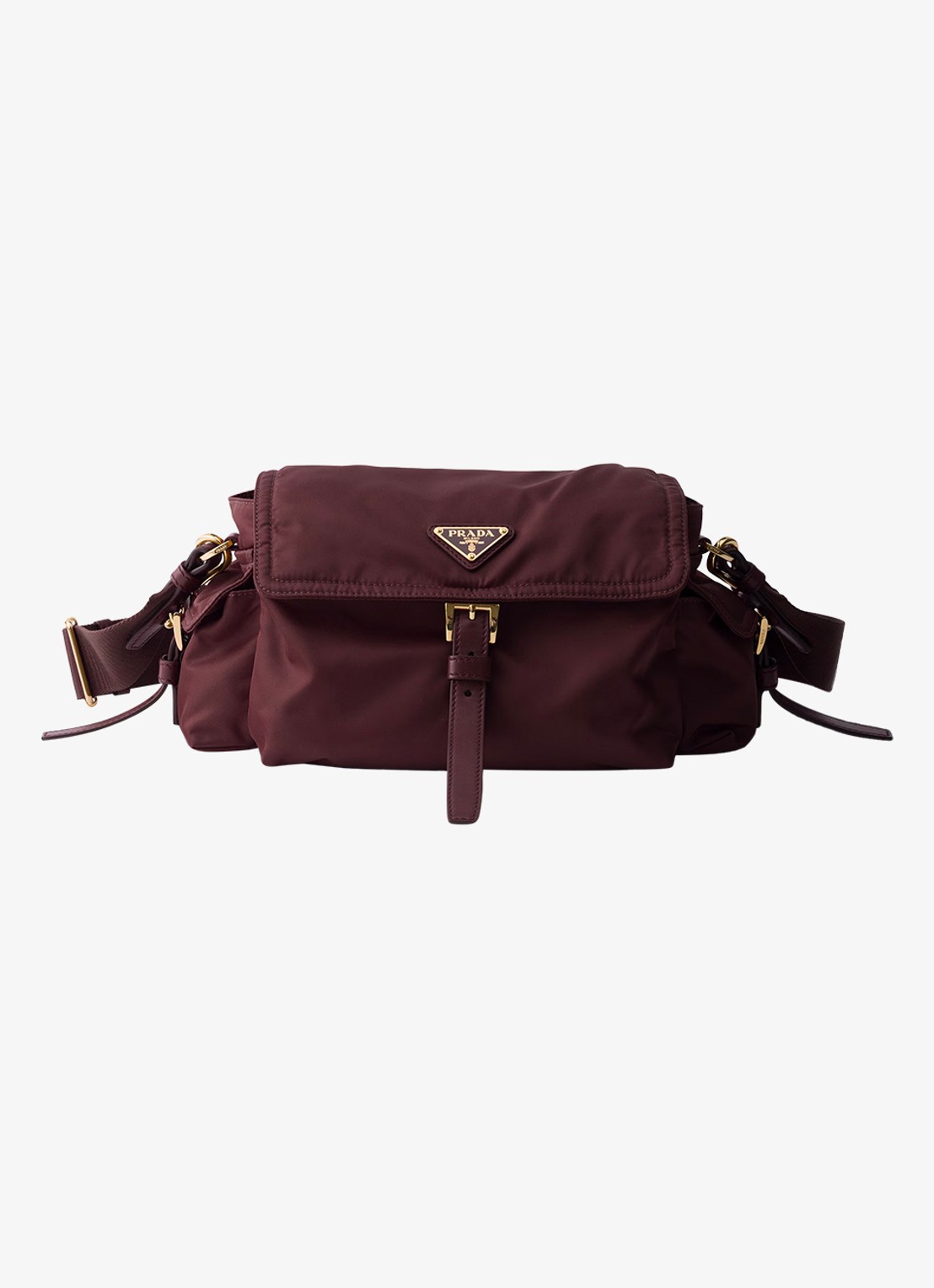 Prada Explore Re-Nylon Medium schoudertas met leren details - voorkant 5 bordeauxrood