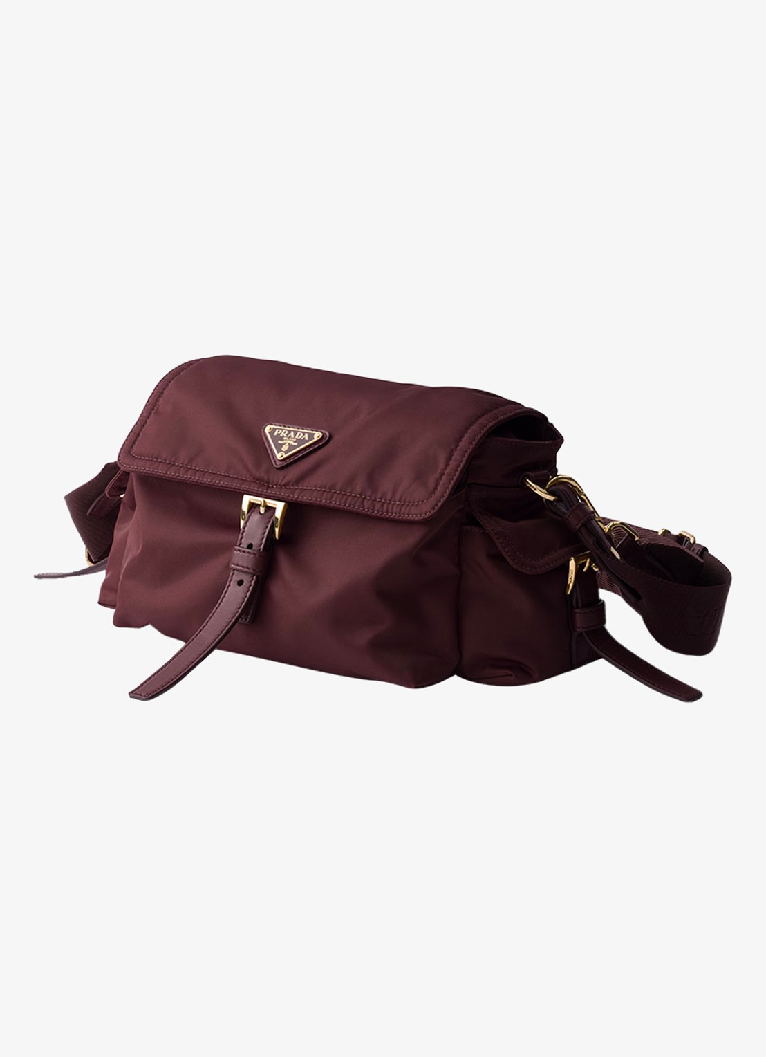 Prada Explore Re-Nylon Medium schoudertas met leren details - voorkant 6 bordeauxrood