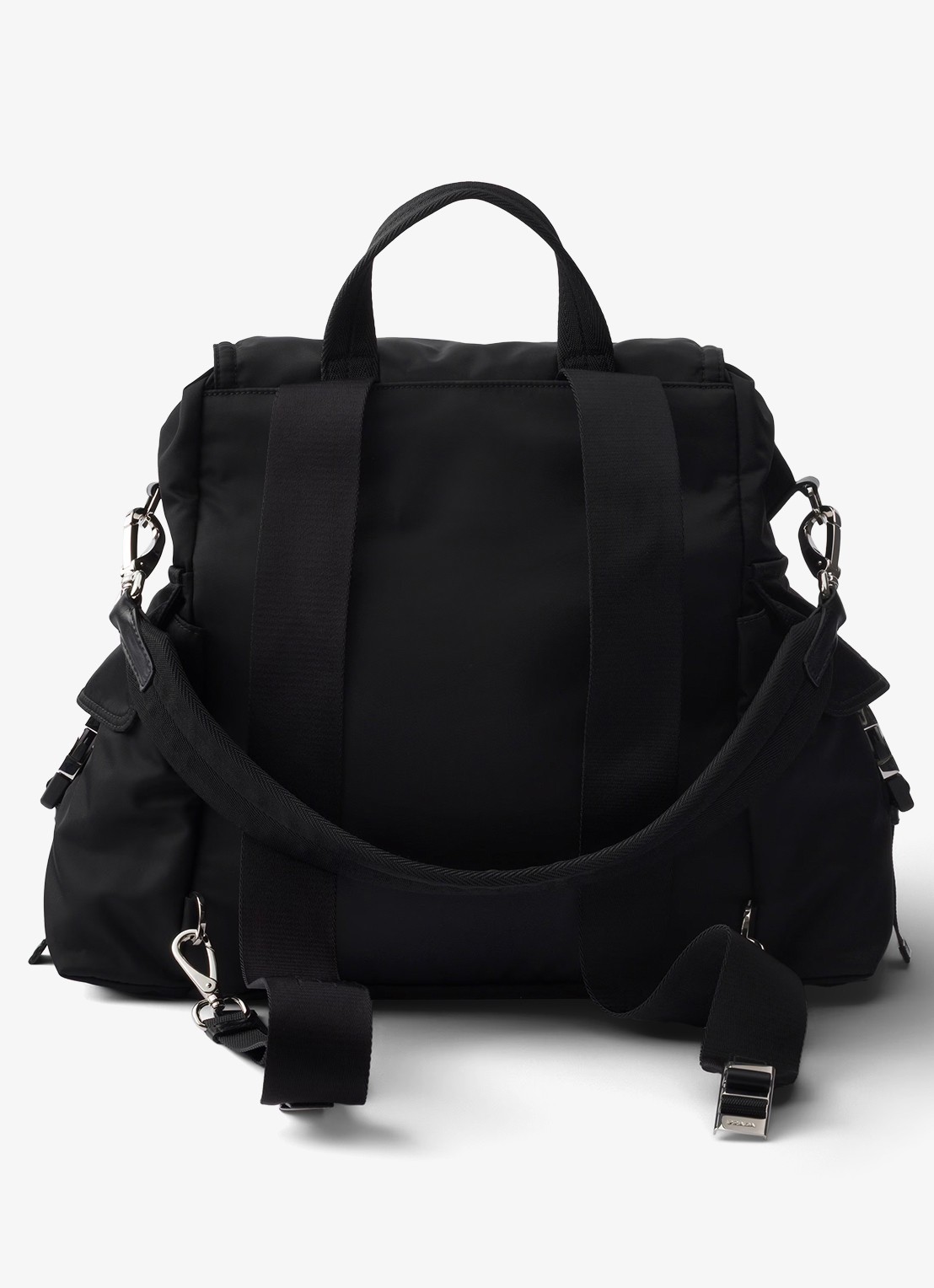 Prada Explore Re-Nylon rugzak met leren details - achterkant 3 zwart