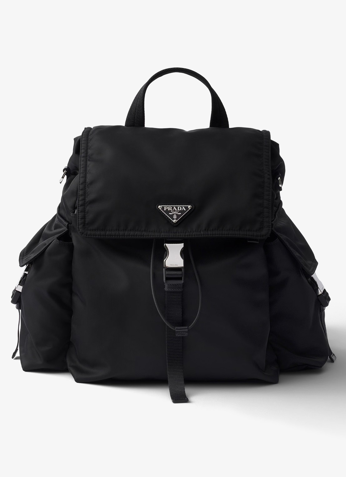 Prada Explore Re-Nylon rugzak met leren details - voorkant zwart
