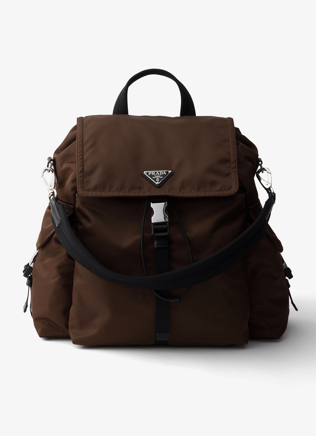 Prada Explore Re-Nylon rugzak met leren details - voorkant 2 bruin