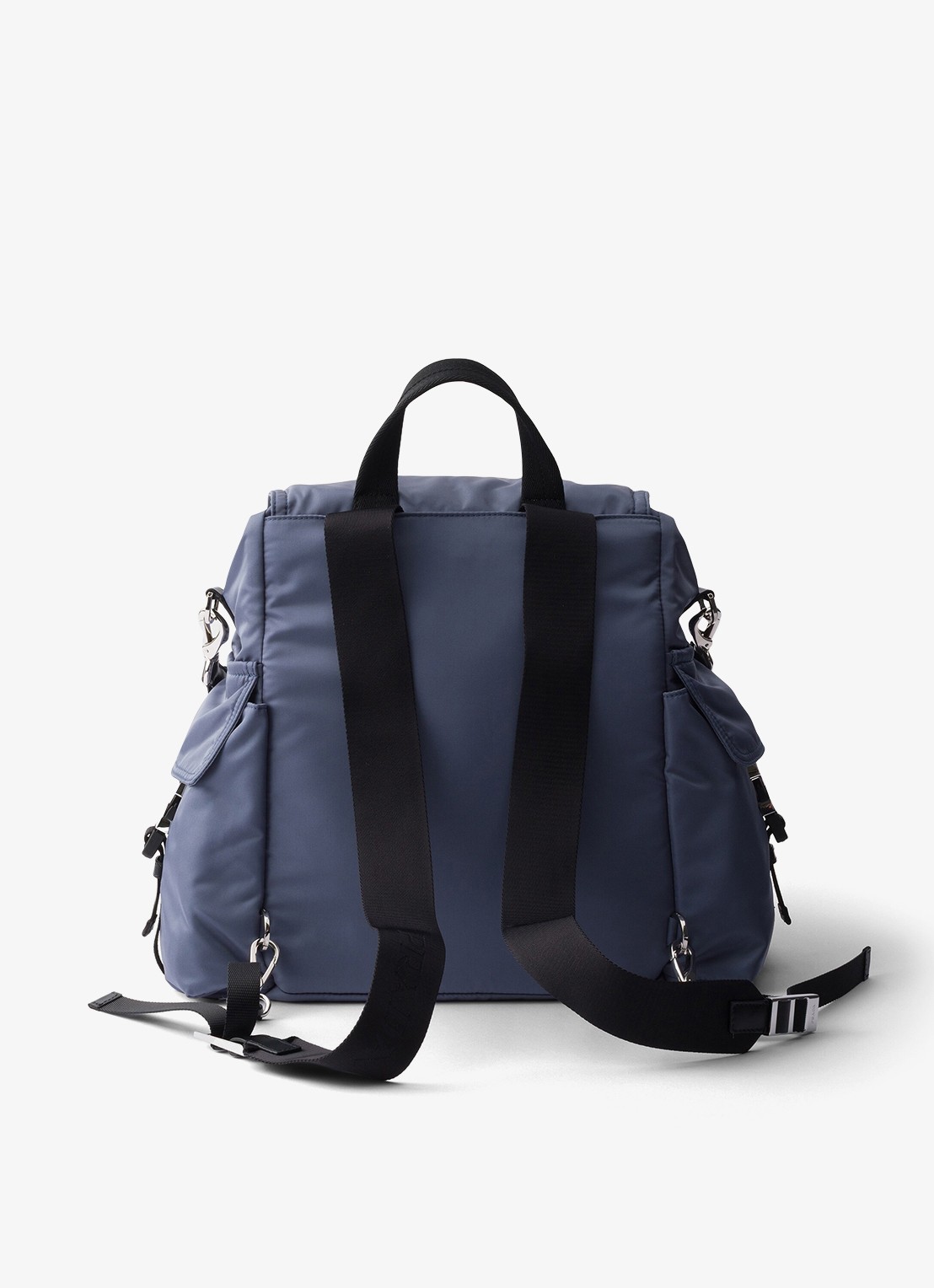 Prada Explore Re-Nylon rugzak met leren details - achterkant 7 donkerblauw