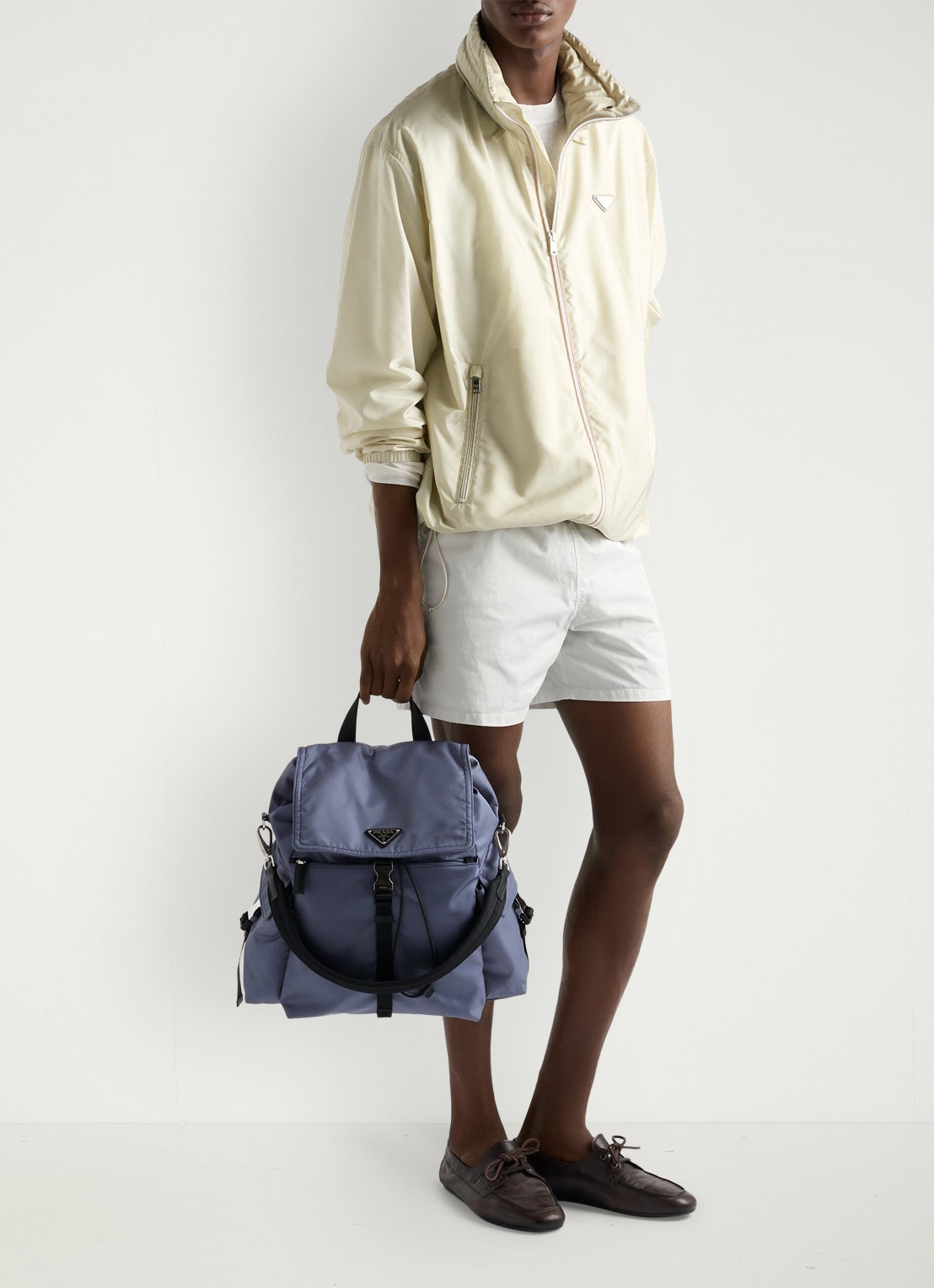 Prada Explore Re-Nylon rugzak met leren details - detail 6 donkerblauw
