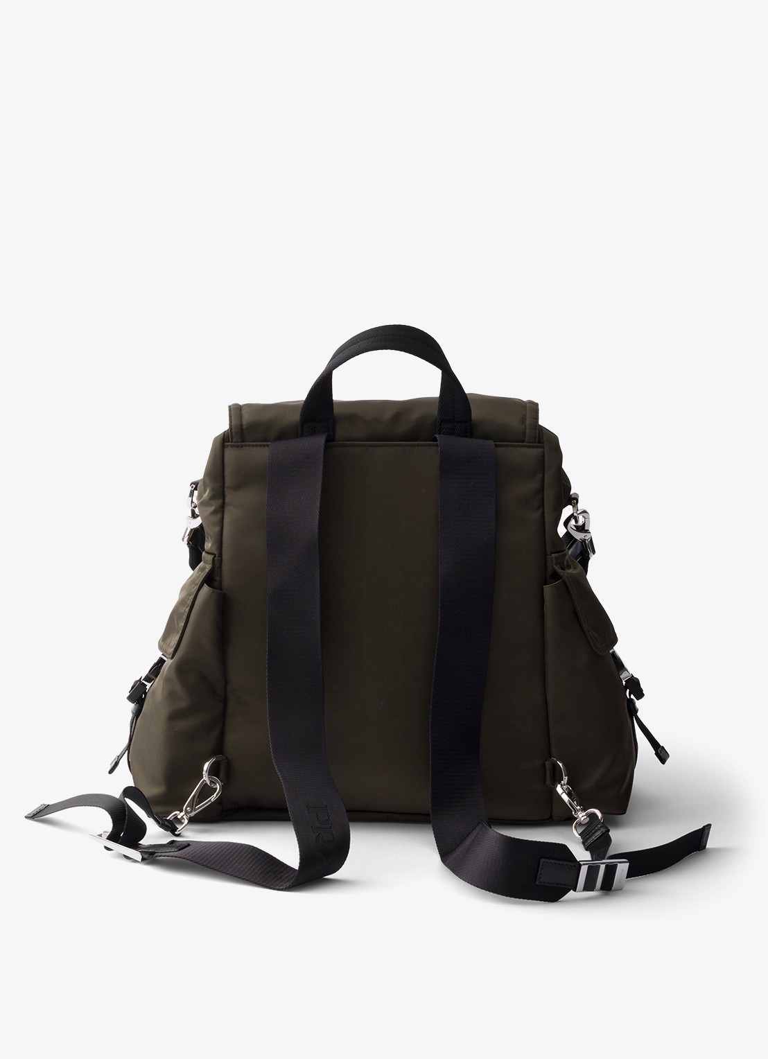 Prada Explore Re-Nylon rugzak met leren details - achterkant legergroen