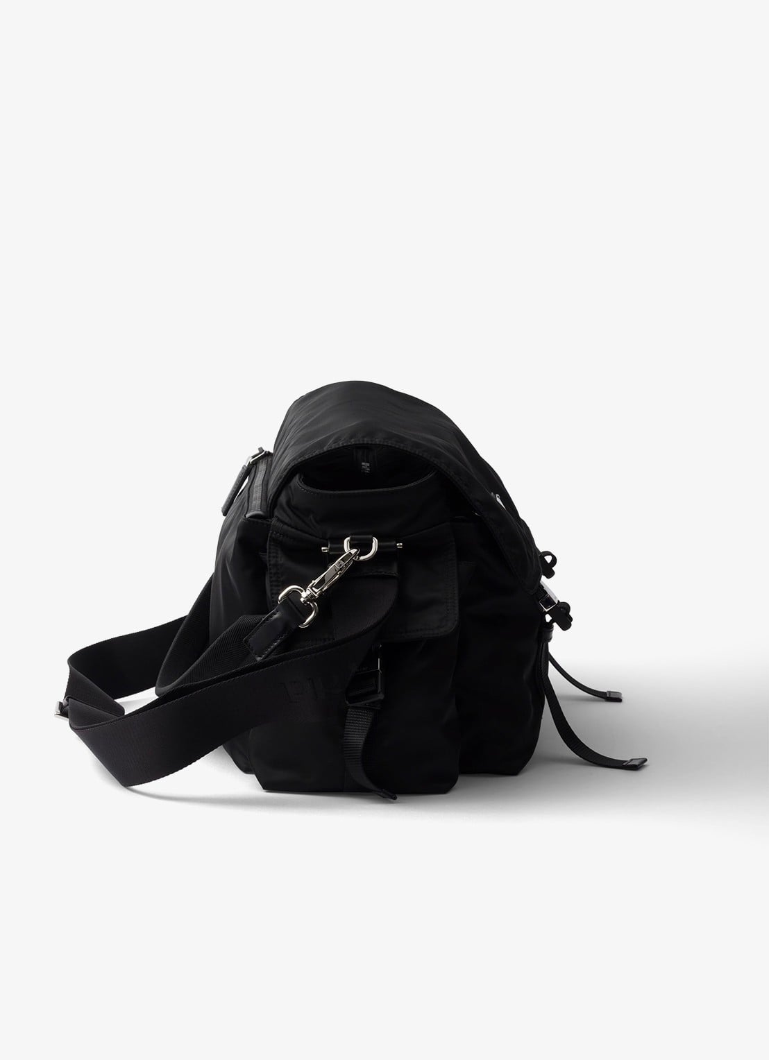 Prada Explore Re-Nylon schoudertas met leren details - detail zwart