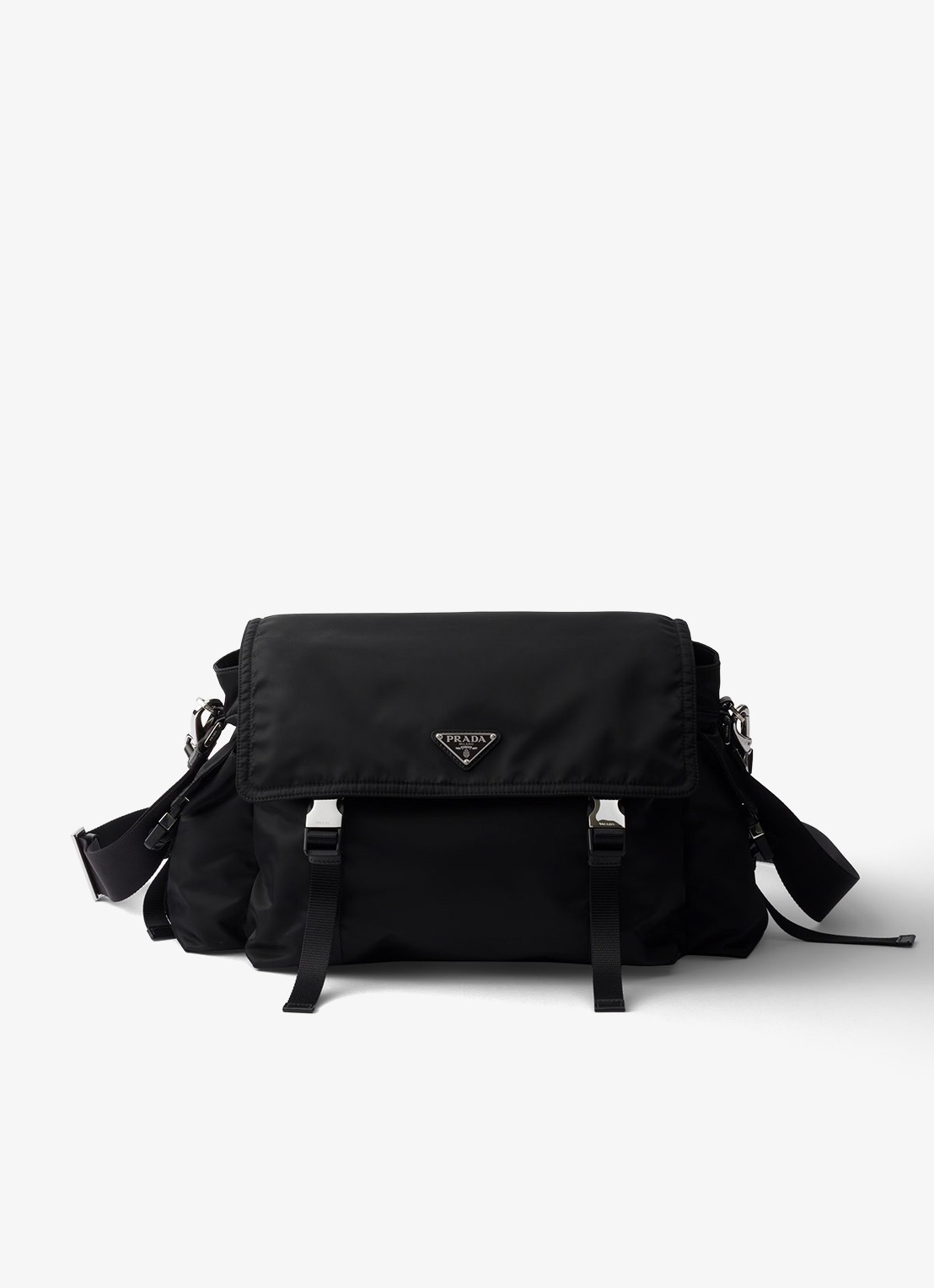 Prada Explore Re-Nylon schoudertas met leren details - voorkant 3 zwart