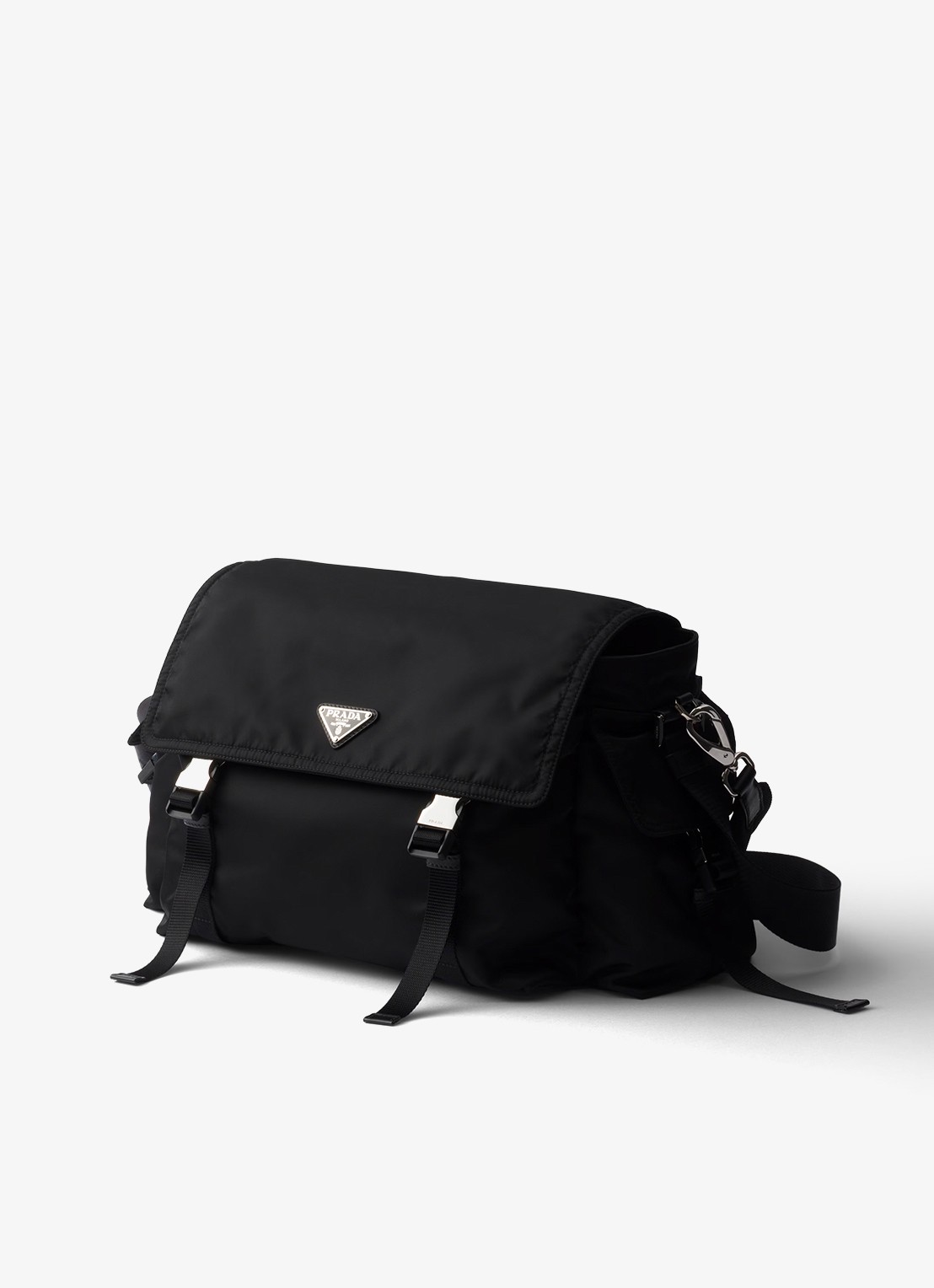 Prada Explore Re-Nylon schoudertas met leren details - voorkant 4 zwart