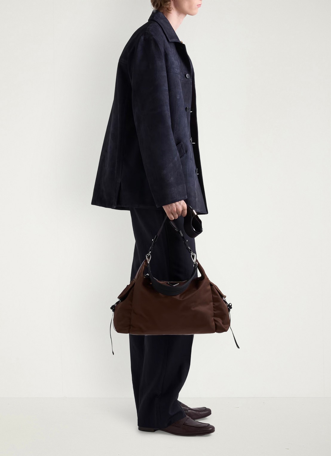 Prada Explore Re-Nylon schoudertas met leren details - detail 4 bruin