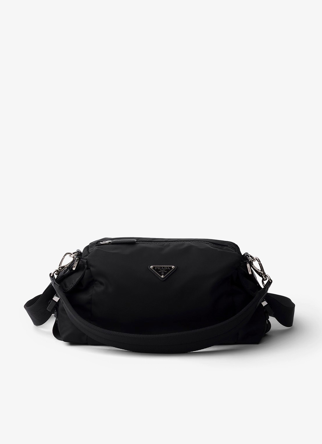 Prada Explore Re-Nylon schoudertas met leren details - voorkant 6 zwart