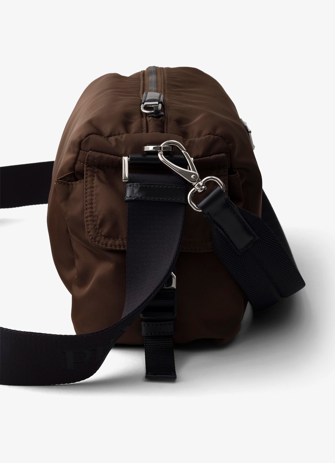 Prada Explore Re-Nylon schoudertas met leren details - detail bruin