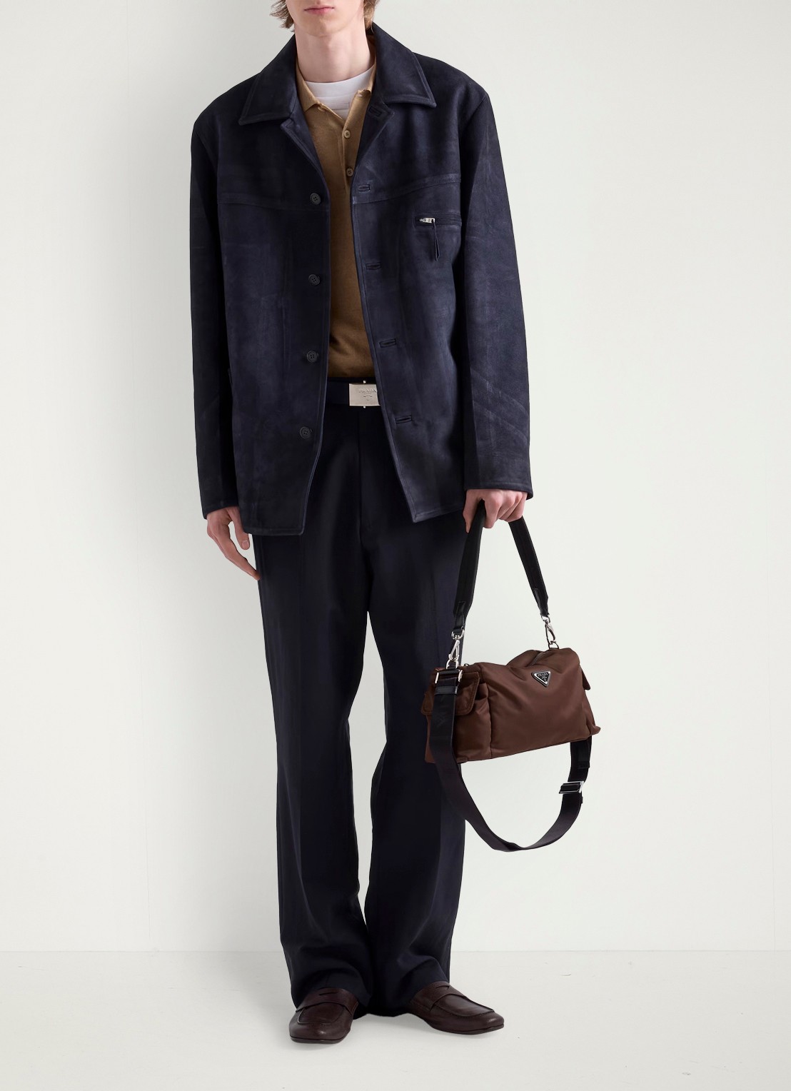 Prada Explore Re-Nylon schoudertas met leren details - detail 4 bruin