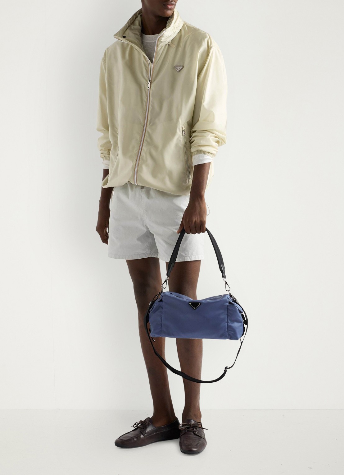 Prada Explore Re-Nylon schoudertas met leren details - detail 6 donkerblauw