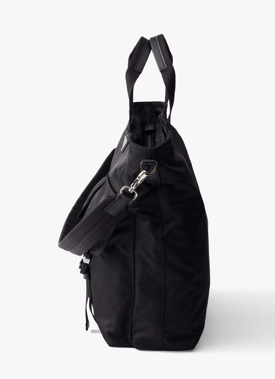 Prada Explore Re-Nylon schoudertas met leren details - detail 4 zwart