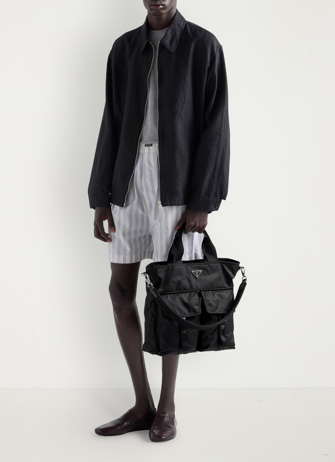 Prada Explore Re-Nylon schoudertas met leren details - detail 7 zwart
