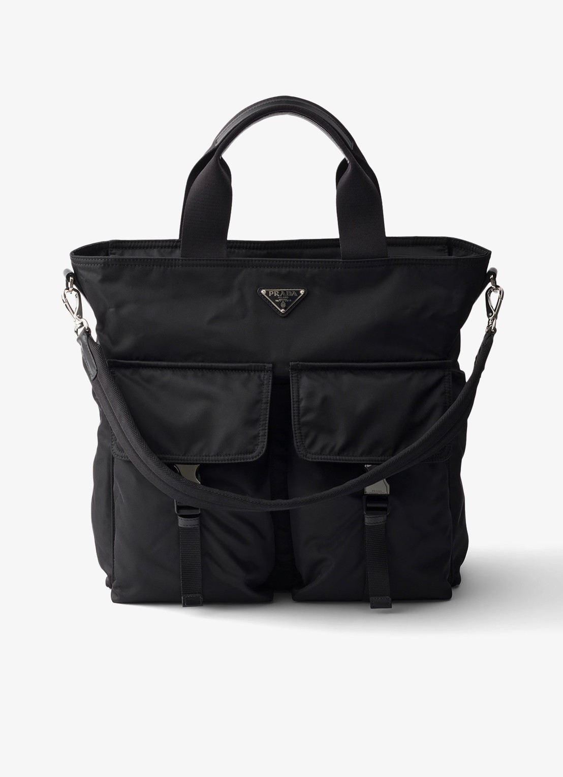 Prada Explore Re-Nylon schoudertas met leren details - voorkant zwart
