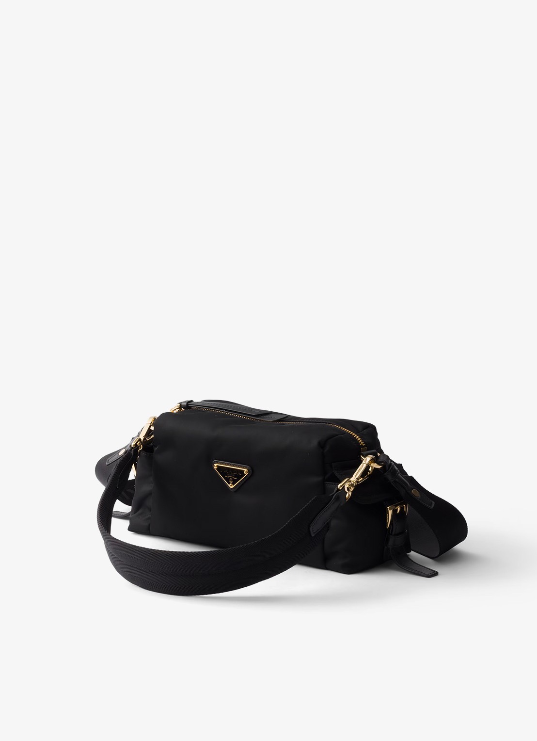 Prada Explore Re-Nylon Small schoudertas met leren details - voorkant 2 zwart