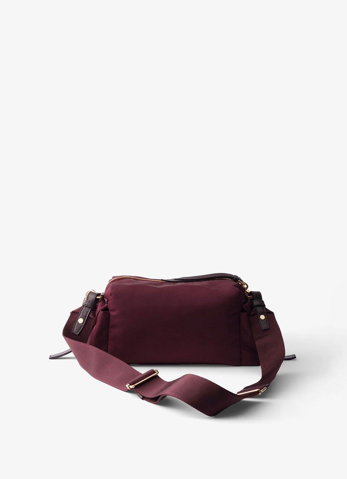 Prada Explore Re-Nylon Small schoudertas met leren details - achterkant donkerrood