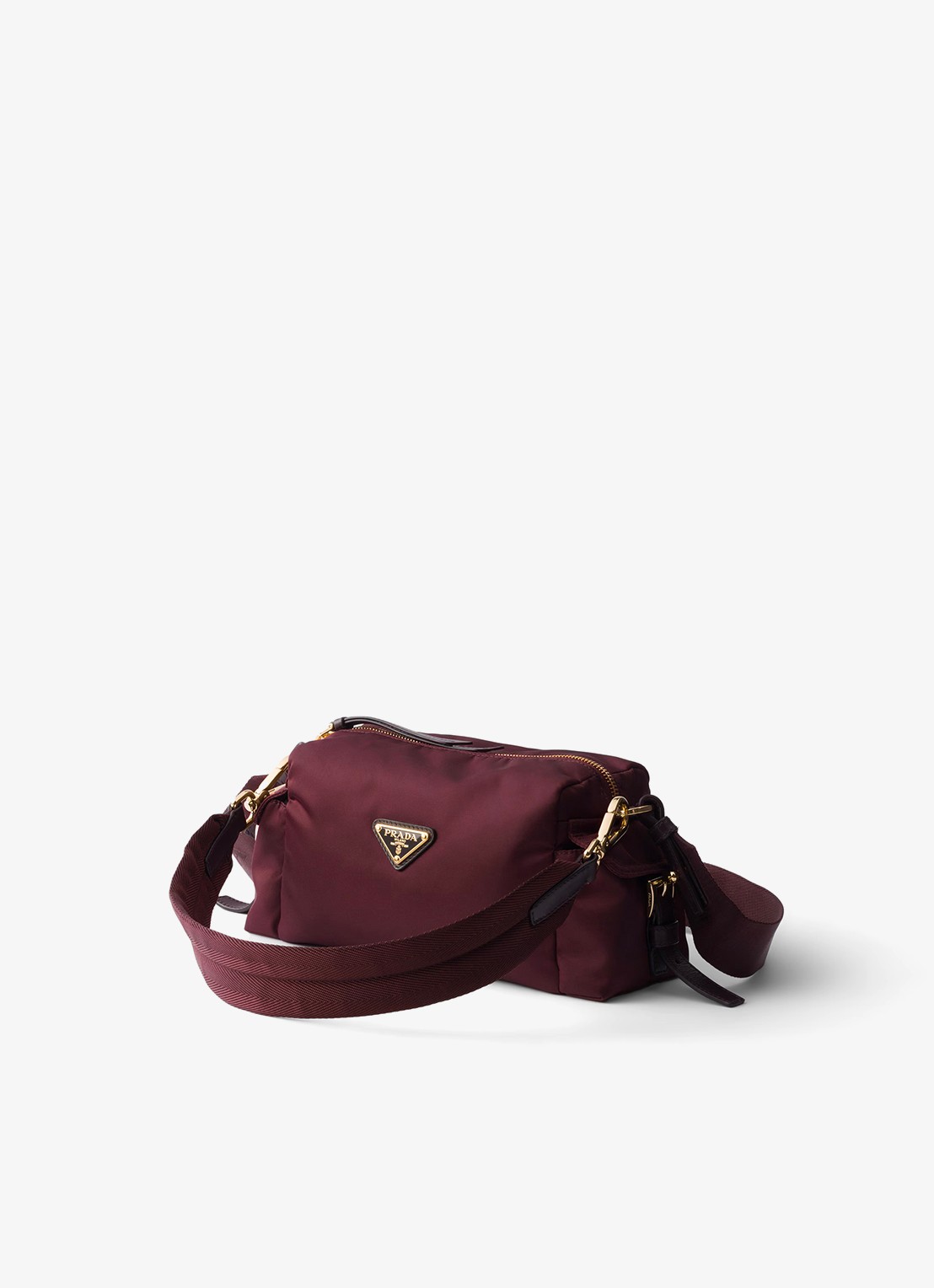 Prada Explore Re-Nylon Small schoudertas met leren details - voorkant 3 donkerrood