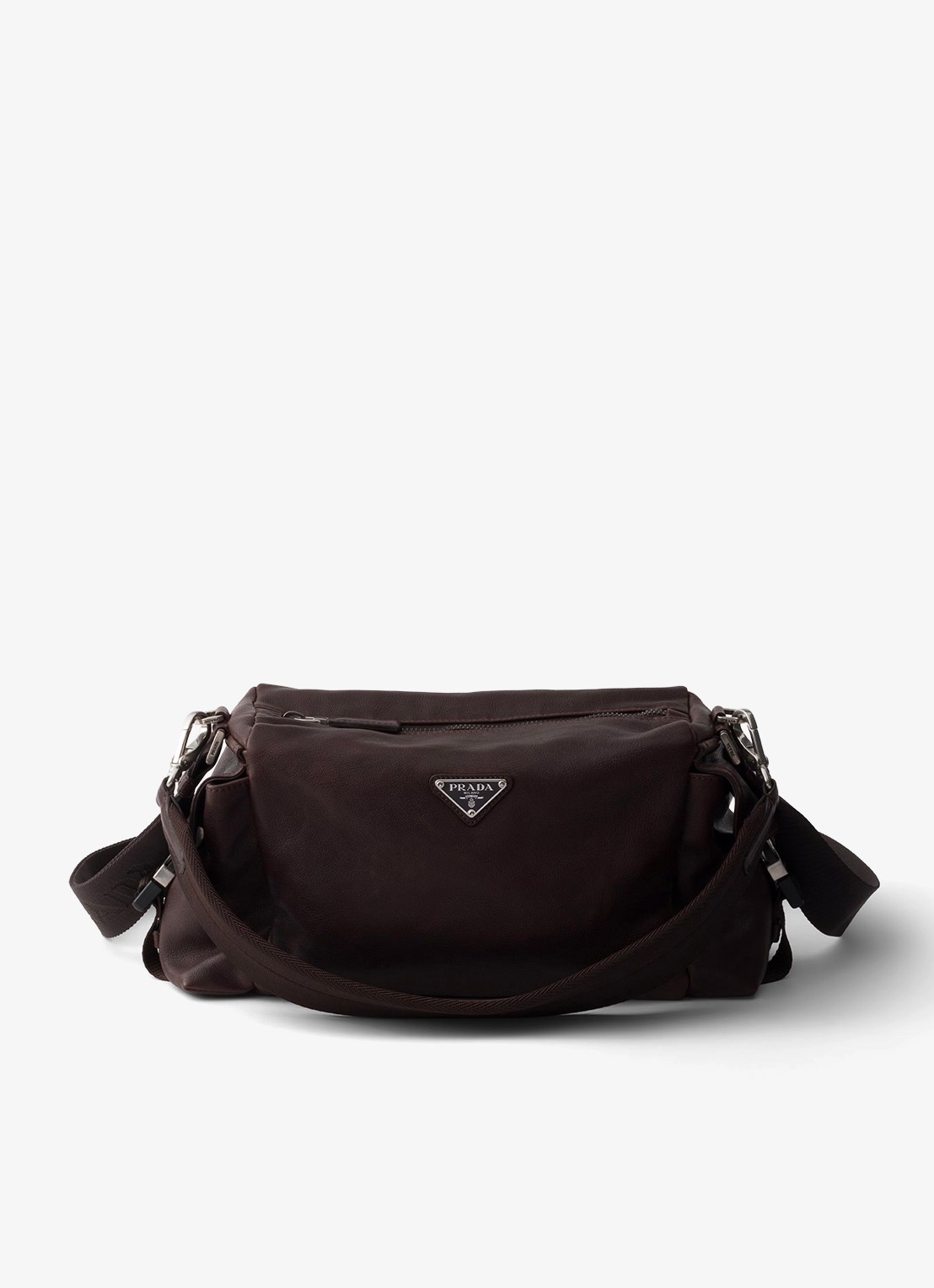 Prada Explore schoudertas van leer - voorkant bruin